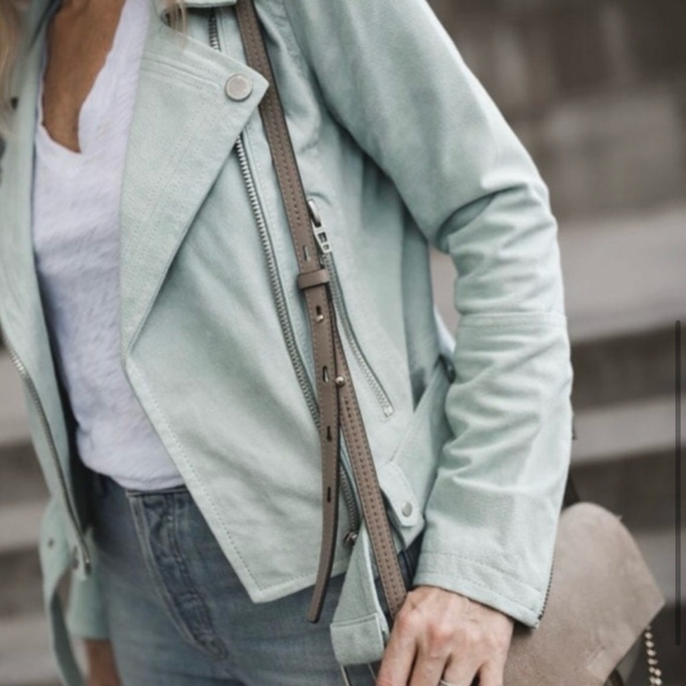 NWT Blank NYC Suede Moto Jacket Light Blue S